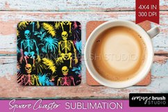 Neon Halloween Coasters - Spooky Square Coaster Sublimation Product Image 1
