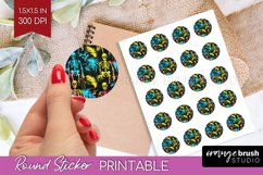 Neon Halloween Round Sticker - Halloween Printable Sticker Product Image 1