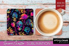 Neon Halloween Coasters - Spooky Square Coaster Sublimation Product Image 1