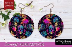 Neon Halloween Earrings - Spooky Round Earring Sublimation Product Image 1