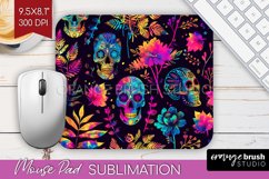 Neon Halloween Mouse Pad, Spooky Mousepad Sublimation Product Image 1