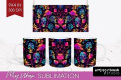 Neon Halloween Mug Wrap - Spooky Mug Sublimation Designs Product Image 1