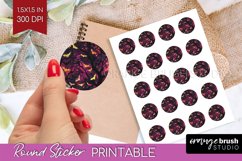 Neon Halloween Round Sticker - Halloween Printable Sticker Product Image 1