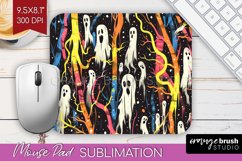 Neon Halloween Mouse Pad, Spooky Mousepad Sublimation Product Image 1