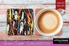 Neon Halloween Coasters - Spooky Square Coaster Sublimation Product Image 1