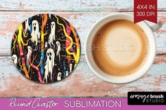 Neon Halloween Coasters - Spooky Round Coaster Sublimation Product Image 1