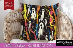 Neon Halloween Pillow Sublimation - Spooky Pillow Cover Product Image 1