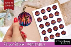 Neon Halloween Round Sticker - Halloween Printable Sticker Product Image 1