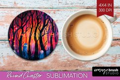 Neon Halloween Coasters - Spooky Round Coaster Sublimation Product Image 1