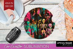 Neon Halloween Car Coaster Sublimatoin, Halloween Pattern Product Image 1