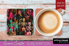 Neon Halloween Coasters - Spooky Square Coaster Sublimation Product Image 1