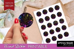 Neon Halloween Round Sticker - Halloween Printable Sticker Product Image 1