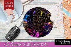 Neon Halloween Car Coaster Sublimatoin, Halloween Pattern Product Image 1