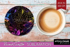 Neon Halloween Coasters - Spooky Round Coaster Sublimation Product Image 1