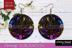 Neon Halloween Earrings - Spooky Round Earring Sublimation Product Image 1
