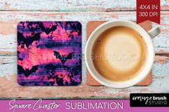 Neon Halloween Coasters - Spooky Square Coaster Sublimation Product Image 1