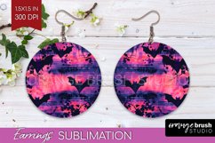 Neon Halloween Earrings - Spooky Round Earring Sublimation Product Image 1