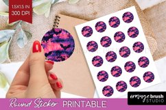 Neon Halloween Round Sticker - Halloween Printable Sticker Product Image 1