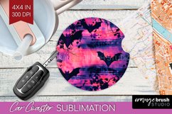 Neon Halloween Car Coaster Sublimatoin, Halloween Pattern Product Image 1