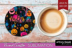 Neon Halloween Coasters - Spooky Round Coaster Sublimation Product Image 1
