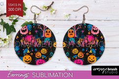 Neon Halloween Earrings - Spooky Round Earring Sublimation Product Image 1