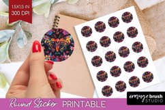 Neon Halloween Round Sticker - Halloween Printable Sticker Product Image 1