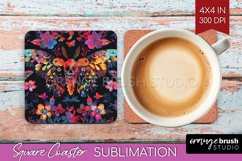 Neon Halloween Coasters - Spooky Square Coaster Sublimation Product Image 1