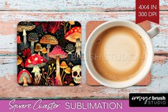 Neon Halloween Coasters - Spooky Square Coaster Sublimation Product Image 1