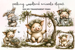 Peeking Woodland Animals Clipart PNG Product Image 1