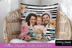 Family Photo Frame Pillow Sublimation - Floral Pillow Cover Product Image 1