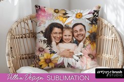 Family Photo Frame Pillow Sublimation - Floral Pillow Cover Product Image 1