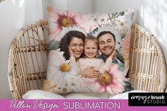 Family Photo Frame Pillow Sublimation - Floral Pillow Cover Product Image 1