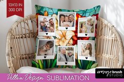 Stained Glass Photo Pillow PNG - Flowers Picture Frame Cover Product Image 1