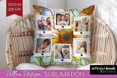 Stained Glass Photo Pillow PNG - Flowers Picture Frame Cover Product Image 1
