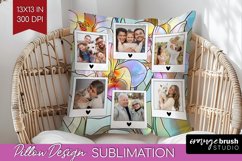 Stained Glass Photo Pillow PNG - Flowers Picture Frame Cover Product Image 1