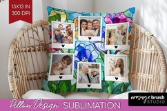 Stained Glass Photo Pillow PNG - Flowers Picture Frame Cover Product Image 1