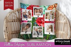 Stained Glass Photo Pillow PNG - Flowers Picture Frame Cover Product Image 1