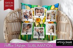Stained Glass Photo Pillow PNG - Flowers Picture Frame Cover Product Image 1
