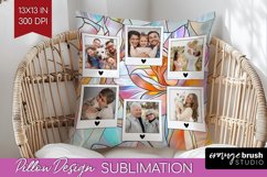 Stained Glass Photo Pillow PNG - Flowers Picture Frame Cover Product Image 1