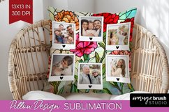 Stained Glass Photo Pillow PNG - Flowers Picture Frame Cover Product Image 1