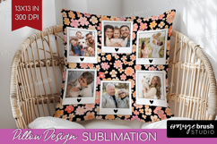 Retro Flowers Photo Pillow PNG - Floral Picture Frame Pillow Product Image 1