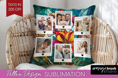 Stained Glass Photo Pillow PNG - Flowers Picture Frame Cover Product Image 1