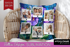 Stained Glass Photo Pillow PNG - Flowers Picture Frame Cover Product Image 1