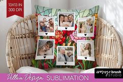 Stained Glass Photo Pillow PNG - Flowers Picture Frame Cover Product Image 1