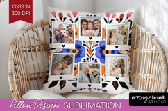 Folk Flowers Photo Pillow PNG - Floral Picture Frame Pillow Product Image 1