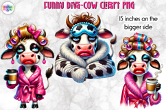 Funny Diva Cow PNG Clipart, Glamorous Cow Sublimation Product Image 1