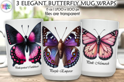 Elegant Butterfly Mug Wrap Sublimation, Botanical Butterfly Product Image 1