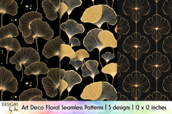 Art Deco Ginkgo Floral Seamless Patterns, Modern Floral Product Image 1