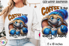Cute Winter Animal Sublimation, Hot Cocoa Quote PNG, Cozy Product Image 1