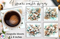 Magnolia Flower Coaster Sublimation, Spring Flowers Coasters Product Image 1